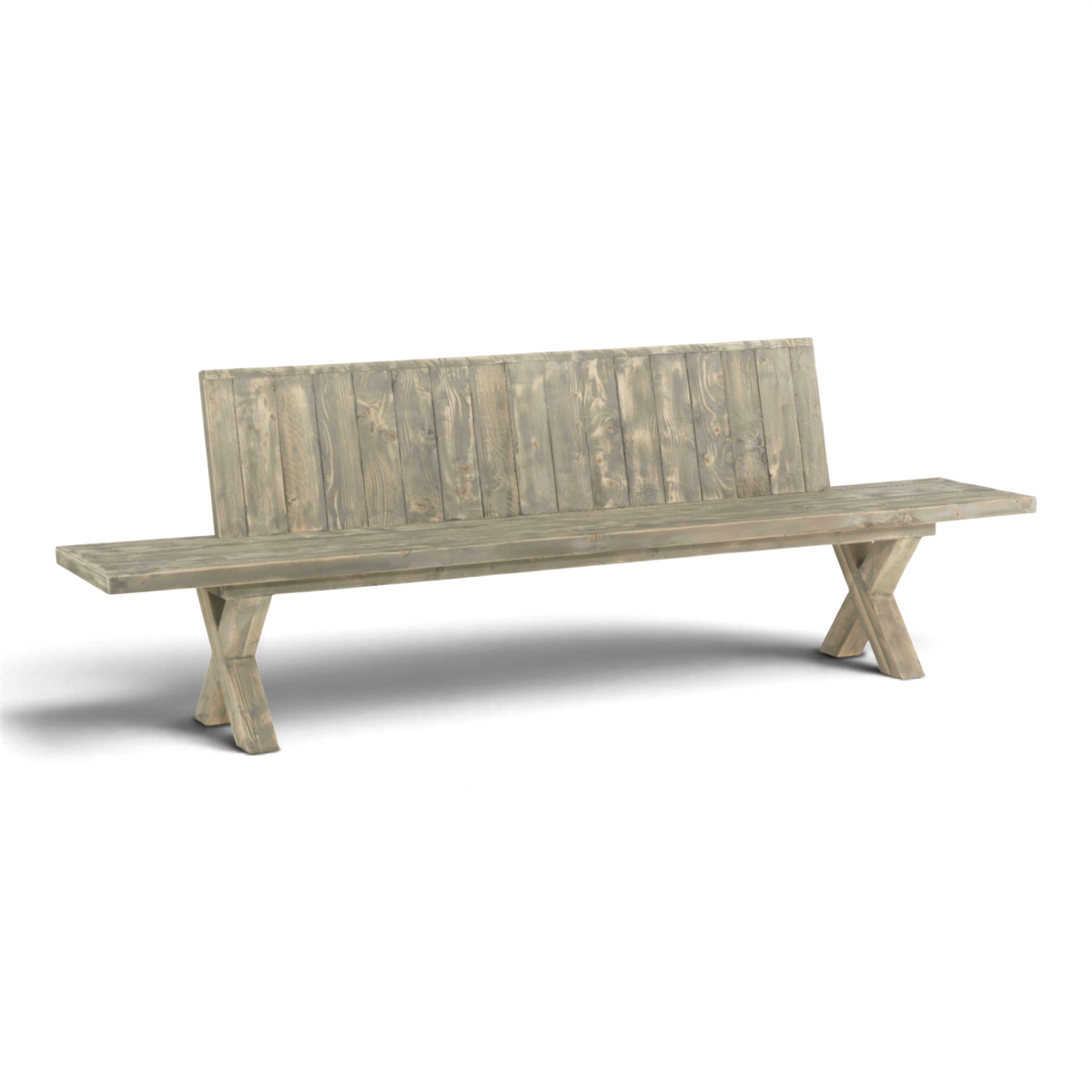 Loungebank Massivholz mit Lehne - Steingrund - ANTE NEO