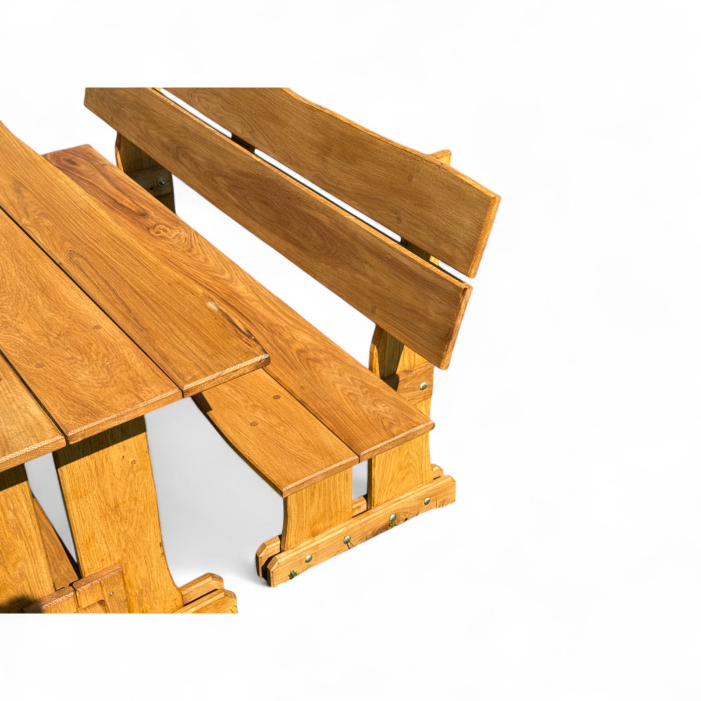 Garnitur Sitzgruppe - Eiche - Valmetal (Bank mit Lehne + Tisch)