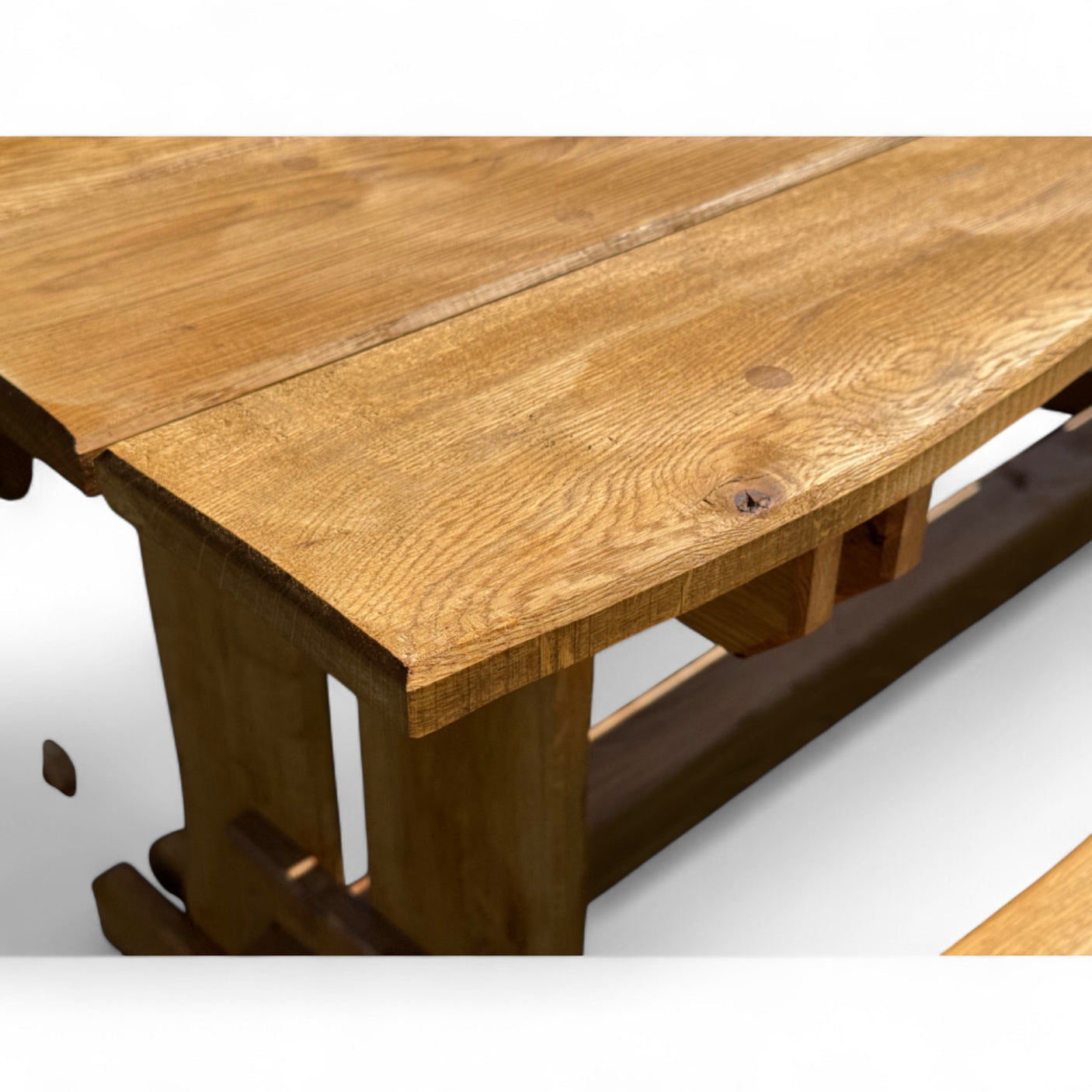 Garnitur Sitzgruppe - Eiche - Valmetal (Bank mit Lehne + Tisch)