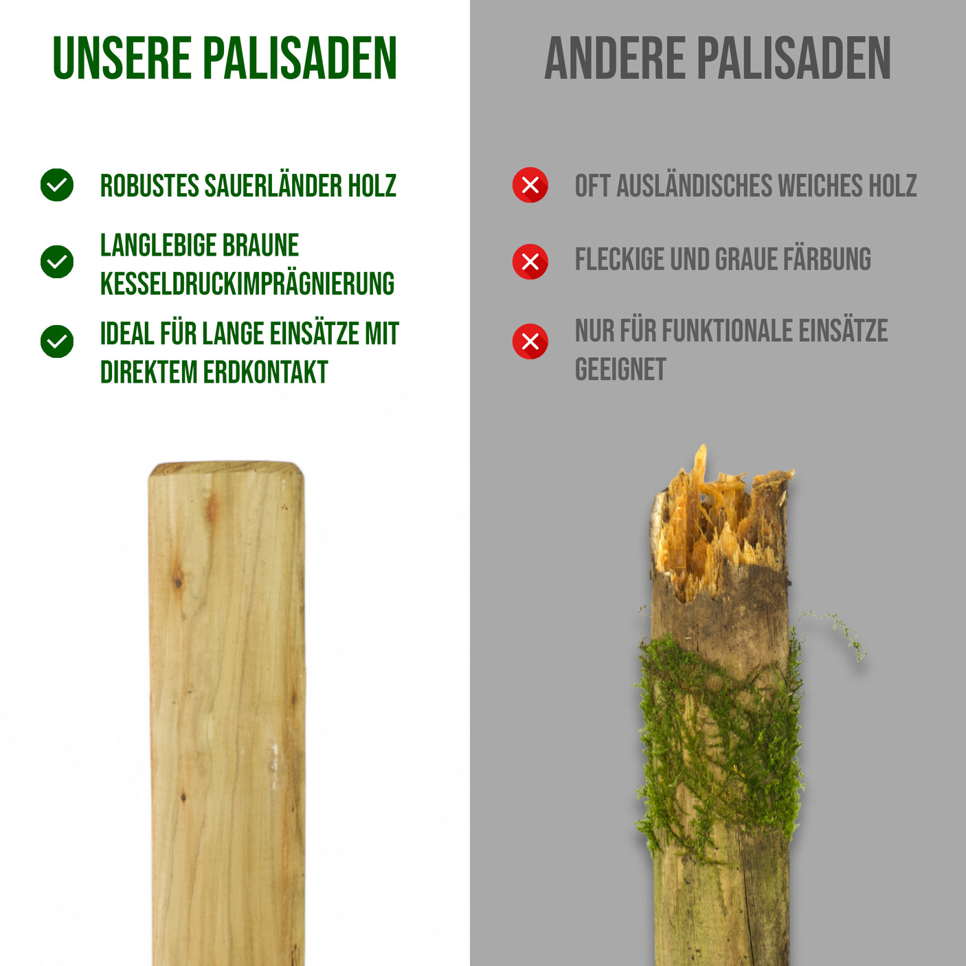 Minipalisade - gespitzt - KDI Grün