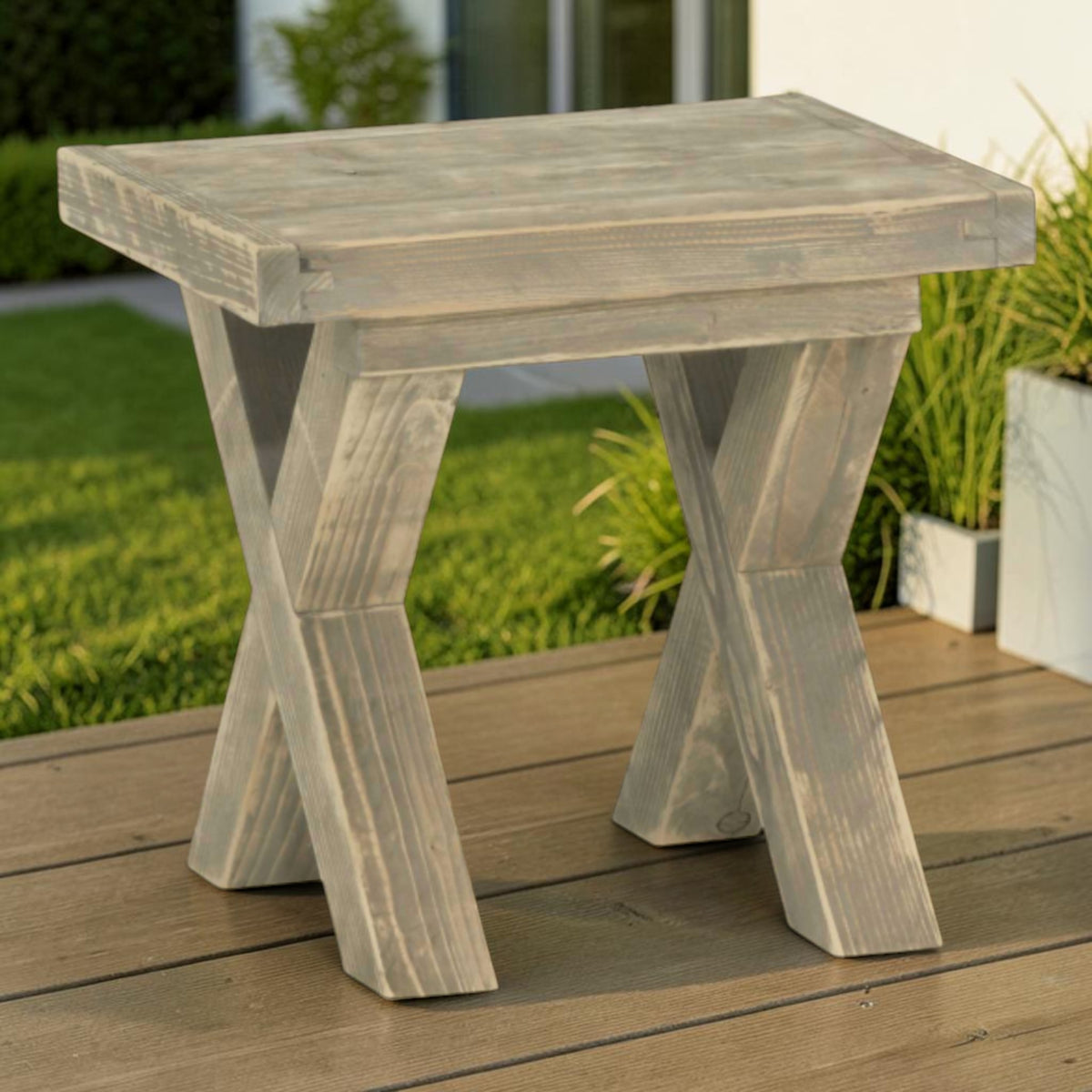 Loungehocker Massivholz ohne Lehne - Steingrund - ANTE NEO