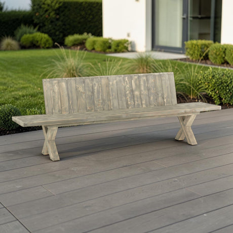Loungebank Massivholz mit Lehne - Steingrund - ANTE NEO
