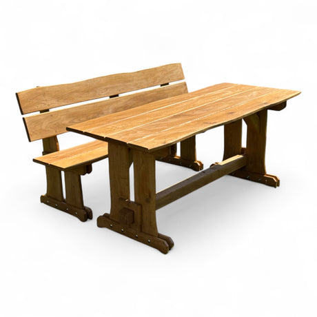 Garnitur Sitzgruppe - Eiche -  Valmetal (Bank mit Lehne + Tisch)