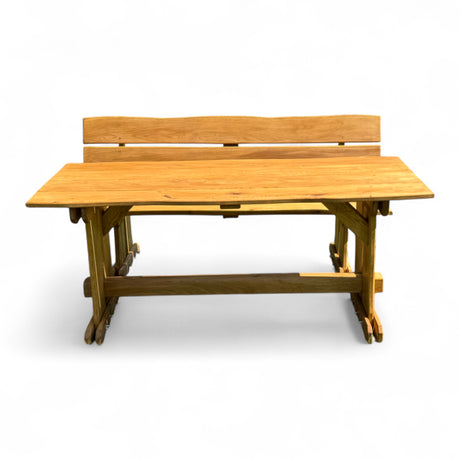 Garnitur Sitzgruppe - Eiche -  Valmetal (Bank mit Lehne + Tisch)