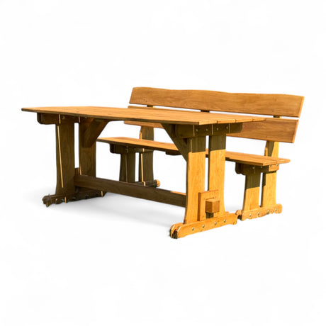 Garnitur Sitzgruppe - Eiche -  Valmetal (Bank mit Lehne + Tisch)