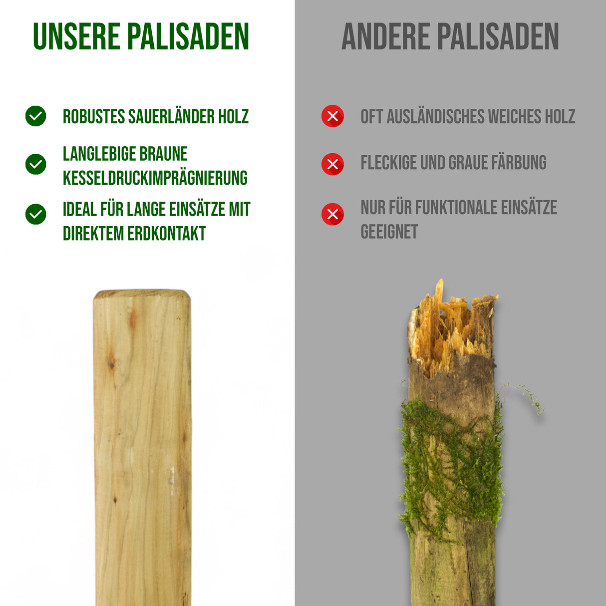 Minipalisade - gespitzt - KDI Grün