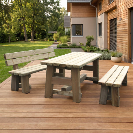 Gartenholz.org Biggetal garden furniture set made of pressure-treated Douglas fir wood on a wooden patio