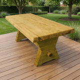 Gartenholz.org Elstertal solid softwood garden table with pressure-treated finish on a wooden deck in a garden