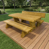 Gartenholz.org Elstertal wooden picnic table set with two benches made of pressure-treated softwood for outdoor use