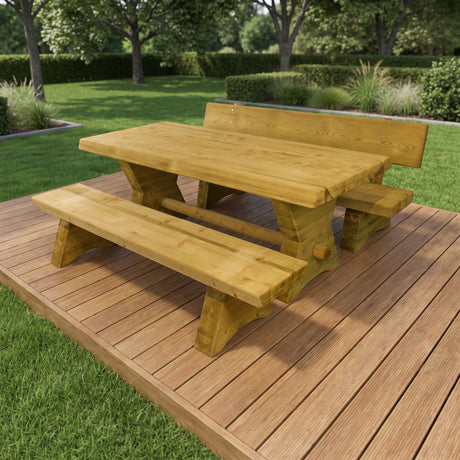 Gartenholz.org Elstertal wooden picnic table set with two benches made of pressure-treated softwood for outdoor use