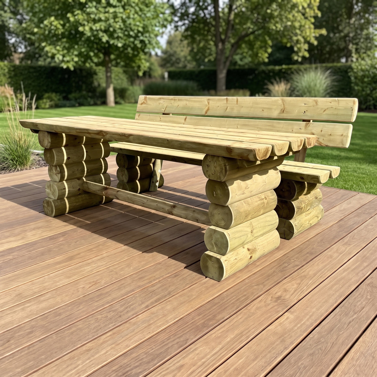 Gartenholz.org Frettertal garden furniture set made of green pressure-treated solid softwood with round log legs