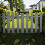 Gartenholz.org Versezaun garden fence element with grey glazed wooden slats and rounded tops on a white background.