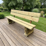 Gartenholz.org Lennetal garden bench made of solid green-impregnated coniferous wood on a wooden terrace