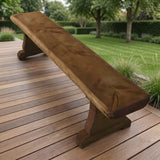 Gartenholz.org Sorpetal backless garden bench made of pressure-treated Douglas fir wood on a wooden deck.